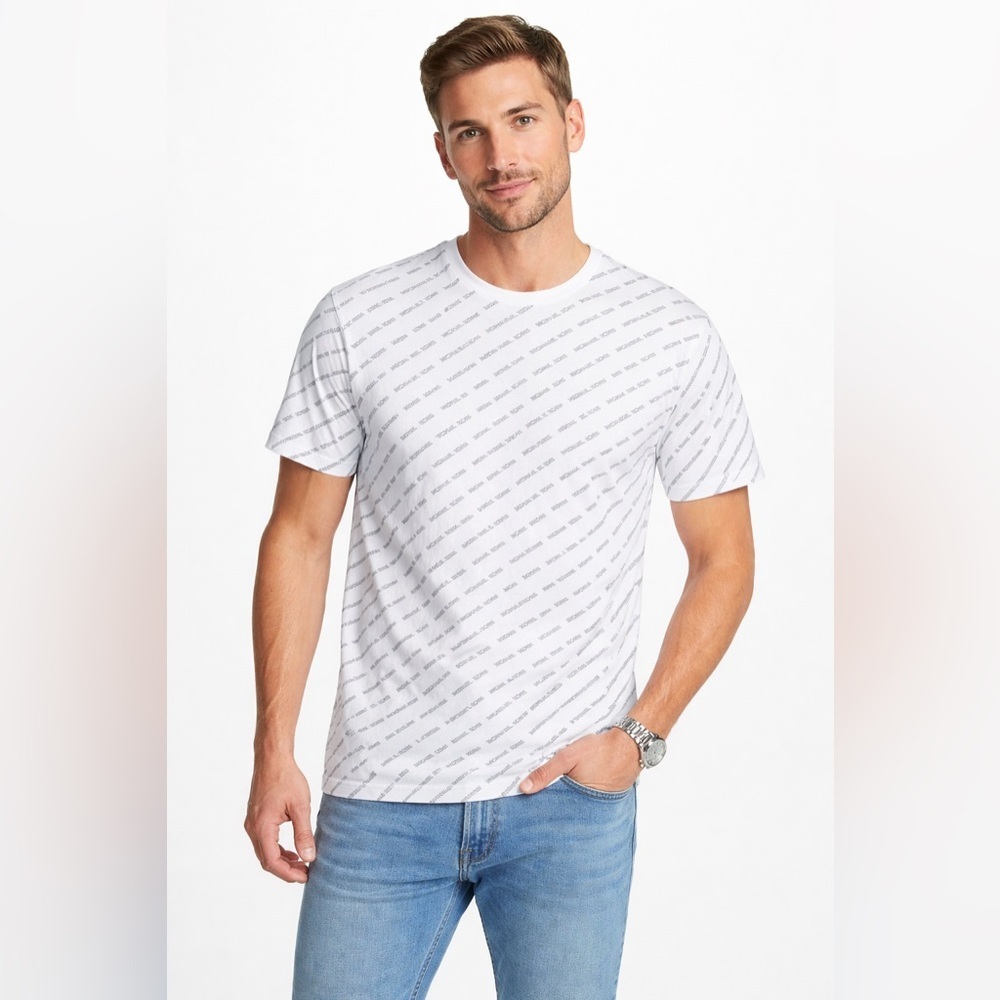 Michael Kors White Patterned Short Sleeve Tee